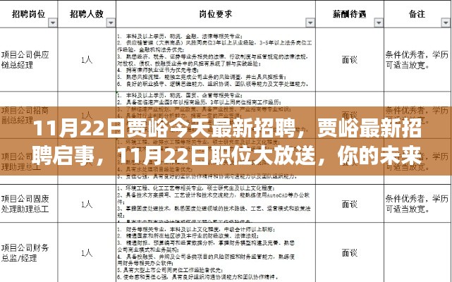 賈峪最新招聘啟事，11月22日職位大放送，未來職業(yè)從這里起航！