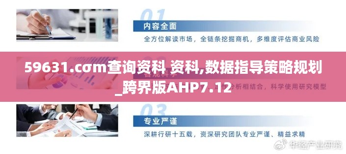 59631.cσm查詢(xún)資科 資科,數(shù)據(jù)指導(dǎo)策略規(guī)劃_跨界版AHP7.12