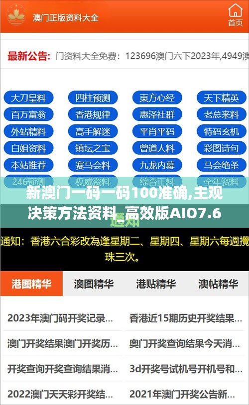 新澳門一碼一碼100準(zhǔn)確,主觀決策方法資料_高效版AIO7.62
