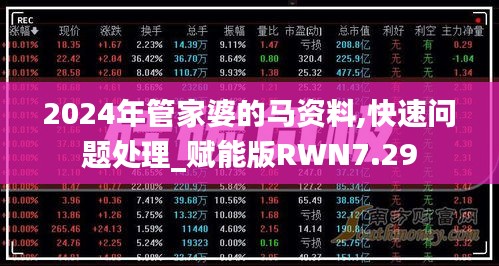 2024年管家婆的馬資料,快速問(wèn)題處理_賦能版RWN7.29