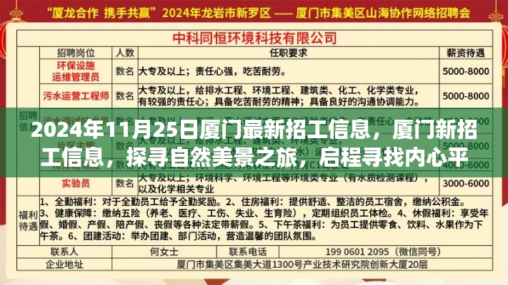 廈門最新招工信息2024年11月25日更新，探尋自然美景之旅，尋找內(nèi)心平靜的力量