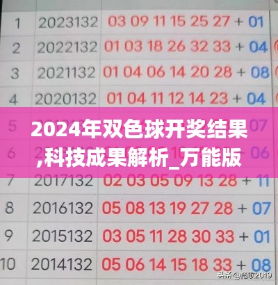 2024年雙色球開獎結(jié)果,科技成果解析_萬能版IYJ13.77