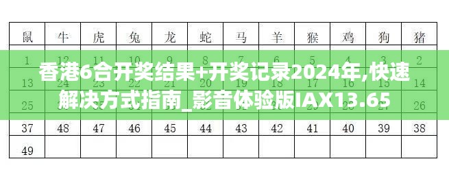 香港6合開獎結果+開獎記錄2024年,快速解決方式指南_影音體驗版IAX13.65