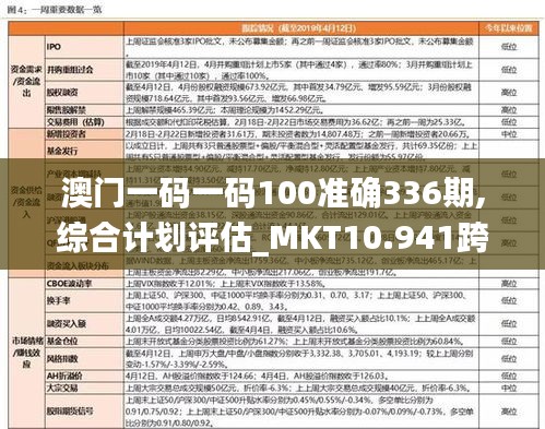 澳門一碼一碼100準確336期,綜合計劃評估_MKT10.941跨平臺版