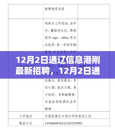 12月2日通遼信息港最新招聘動(dòng)態(tài)及職業(yè)機(jī)會(huì)探索揭秘