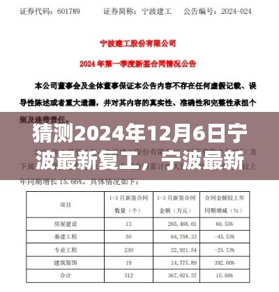 寧波最新復(fù)工進(jìn)展預(yù)測(cè)與深度分析（2024年12月6日版）