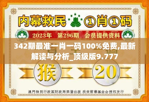 342期最準(zhǔn)一肖一碼100%免費,最新解讀與分析_頂級版9.777