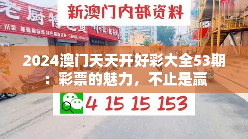 2024澳門天天開(kāi)好彩大全53期：彩票的魅力，不止是贏