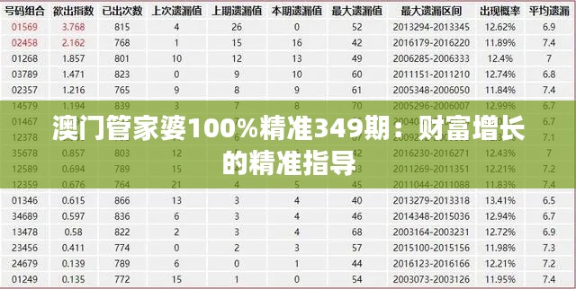 澳門管家婆100%精準349期：財富增長的精準指導(dǎo)