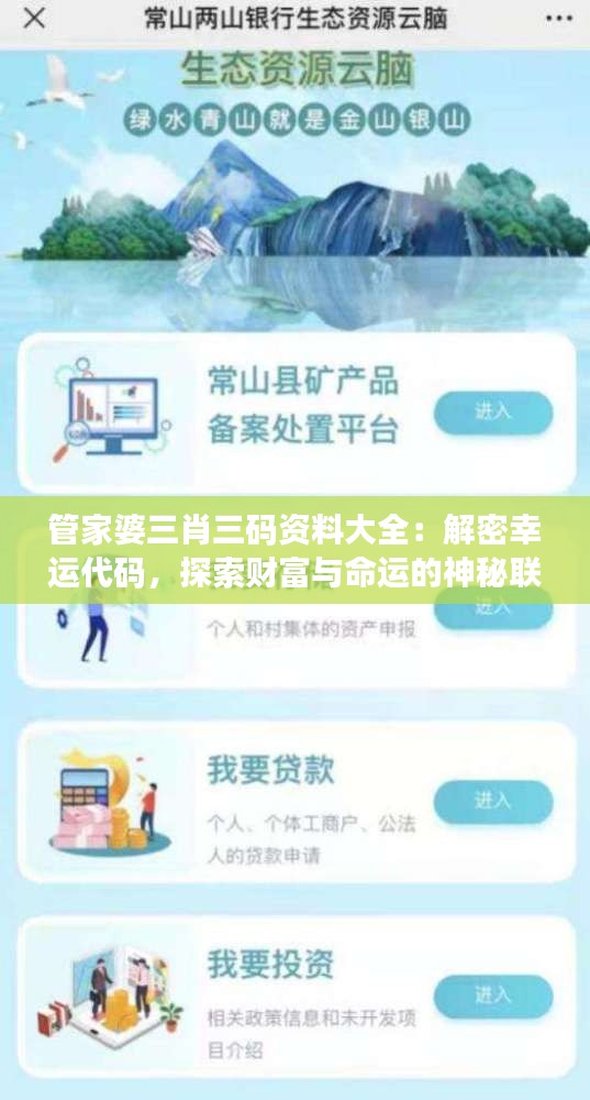 管家婆三肖三碼資料大全：解密幸運代碼，探索財富與命運的神秘聯(lián)系