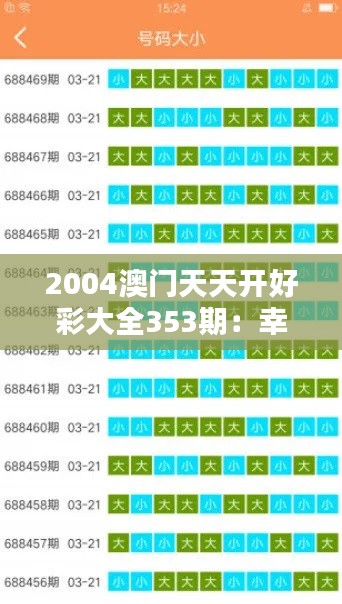 2004澳門(mén)天天開(kāi)好彩大全353期：幸運(yùn)數(shù)字指南