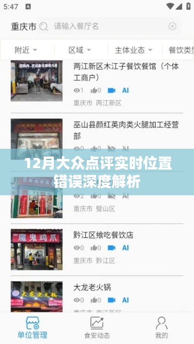 大眾點(diǎn)評(píng)實(shí)時(shí)位置錯(cuò)誤解析，深度探討12月問題