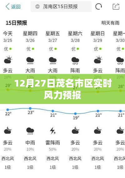 茂名市區(qū)實(shí)時風(fēng)力預(yù)報（12月27日）