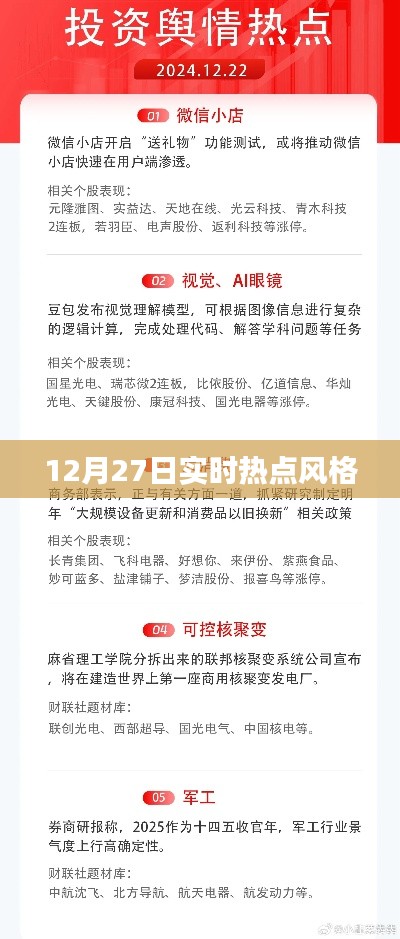 時尚潮流風向標，12月27日實時熱點聚焦
