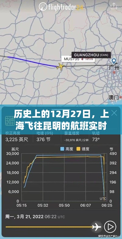 歷史上的航班動態(tài)，上海飛往昆明航班實時查詢