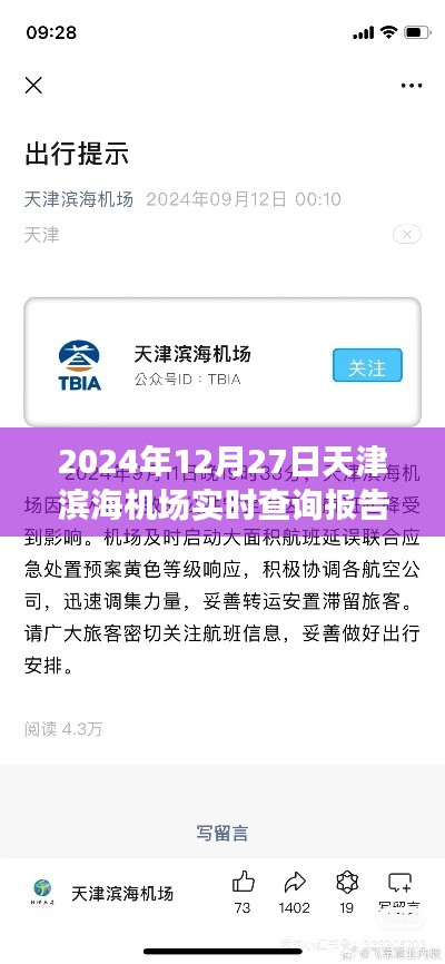天津濱海機場航班實時查詢報告，2024年12月27日動態(tài)更新