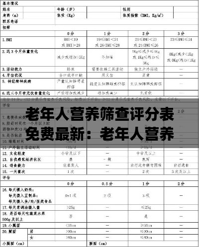 老年人營(yíng)養(yǎng)篩查評(píng)分表免費(fèi)最新：老年人營(yíng)養(yǎng)風(fēng)險(xiǎn)篩查與評(píng)估ppt 