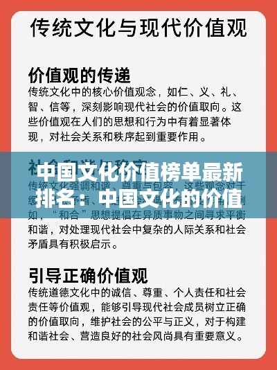 中國文化價(jià)值榜單最新排名：中國文化的價(jià)值觀內(nèi)容及意義 