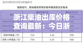 浙江柴油出庫價格查詢最新：今日浙江柴油價格多少錢一升 