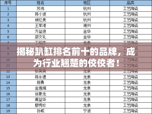 揭秘趴缸排名前十的品牌，成為行業(yè)翹楚的佼佼者！