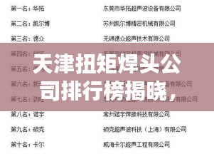 天津扭矩焊頭公司排行榜揭曉，行業(yè)內(nèi)領(lǐng)先企業(yè)的榮譽(yù)榜單