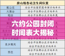 六約公園封閉時(shí)間表大揭秘，最新時(shí)間表出爐！