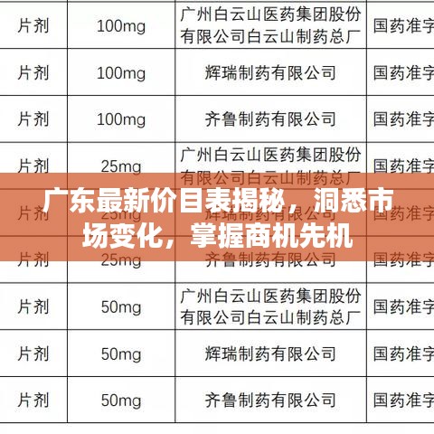 廣東最新價(jià)目表揭秘,洞悉市場(chǎng)變化,掌握商機(jī)先機(jī)