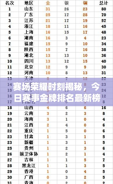 賽場(chǎng)榮耀時(shí)刻揭秘，今日賽事金牌排名最新榜單！