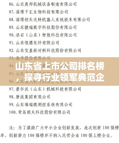 山東省上市公司排名榜，探尋行業(yè)領(lǐng)軍典范企業(yè)！