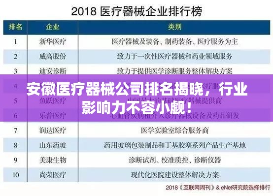 安徽醫(yī)療器械公司排名揭曉，行業(yè)影響力不容小覷！