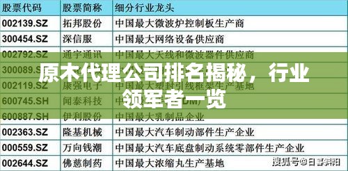 原木代理公司排名揭秘，行業(yè)領(lǐng)軍者一覽