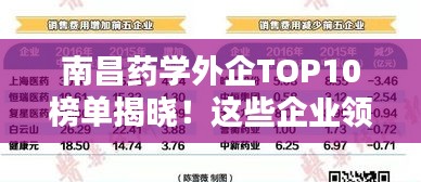 南昌藥學(xué)外企TOP10榜單揭曉！這些企業(yè)領(lǐng)跑行業(yè)前列