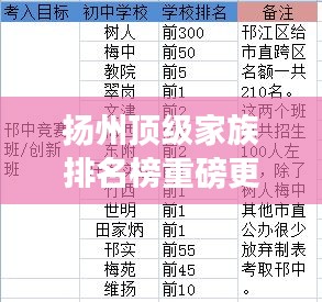 揚(yáng)州頂級(jí)家族排名榜重磅更新！