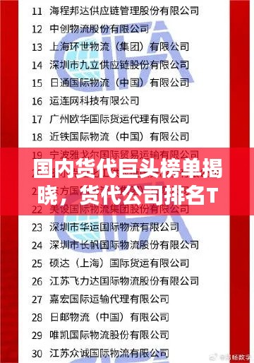 國內(nèi)貨代巨頭榜單揭曉，貨代公司排名TOP榜，權(quán)威榜單一網(wǎng)打盡！