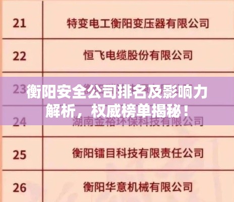 衡陽(yáng)安全公司排名及影響力解析，權(quán)威榜單揭秘！