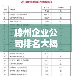 滕州企業(yè)公司排名大揭秘，最新榜單揭曉！