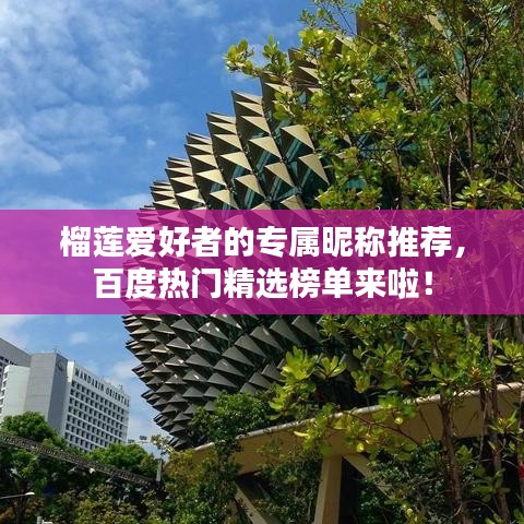 榴蓮愛好者的專屬昵稱推薦，百度熱門精選榜單來啦！