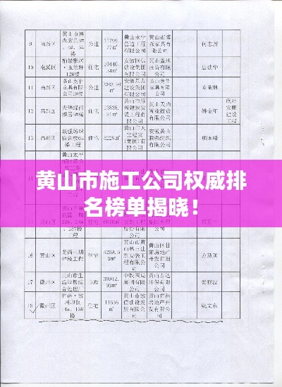 黃山市施工公司權(quán)威排名榜單揭曉！