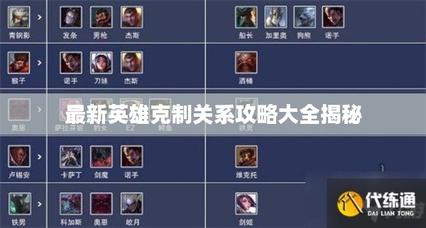 最新英雄克制關系攻略大全揭秘