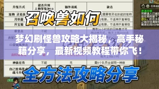 夢(mèng)幻刷怪獸攻略大揭秘，高手秘籍分享，最新視頻教程帶你飛！