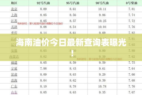 海南油價(jià)今日最新查詢表曝光！