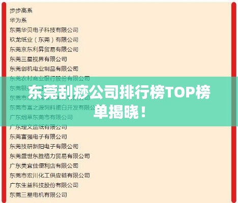 東莞刮痧公司排行榜TOP榜單揭曉！