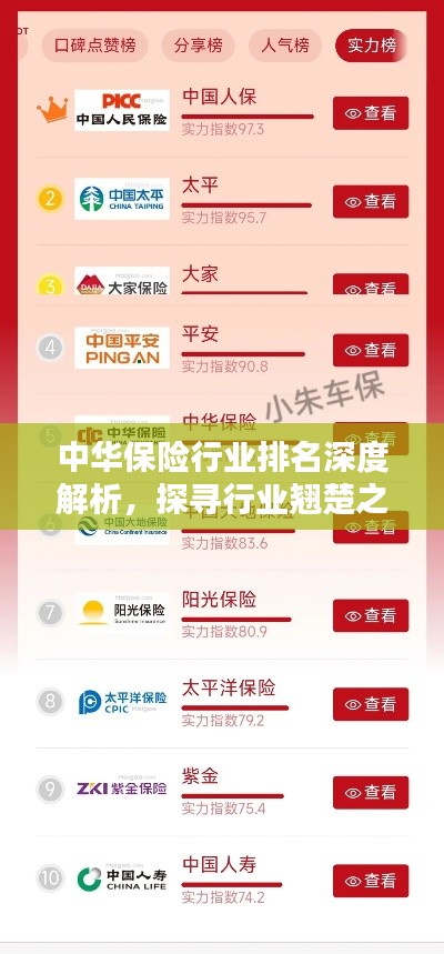 中華保險行業(yè)排名深度解析，探尋行業(yè)翹楚之路