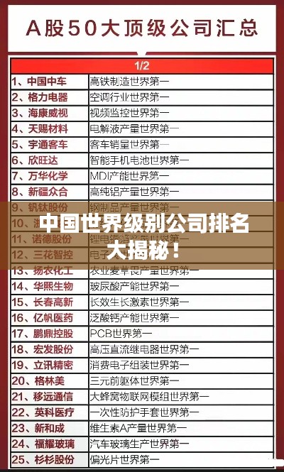中國世界級(jí)別公司排名大揭秘！