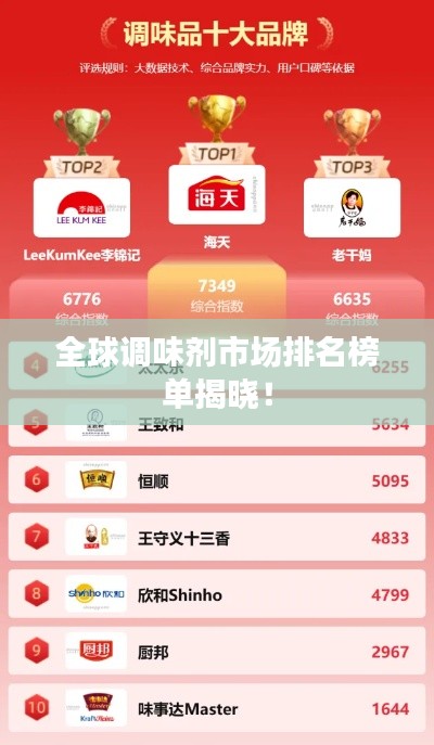全球調(diào)味劑市場(chǎng)排名榜單揭曉！