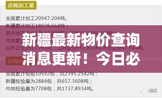 新疆最新物價(jià)查詢消息更新！今日必備資訊！