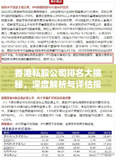 香港私股公司排名大揭秘，深度解析與評估報告