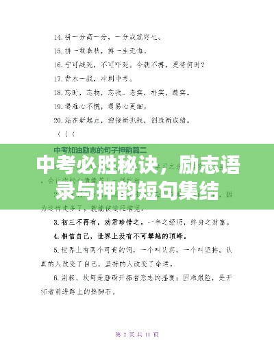 中考必勝秘訣，勵(lì)志語(yǔ)錄與押韻短句集結(jié)