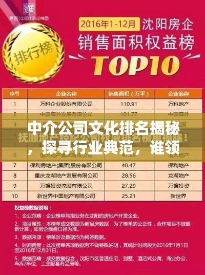 中介公司文化排名揭秘，探尋行業(yè)典范，誰(shuí)領(lǐng)風(fēng)騷？