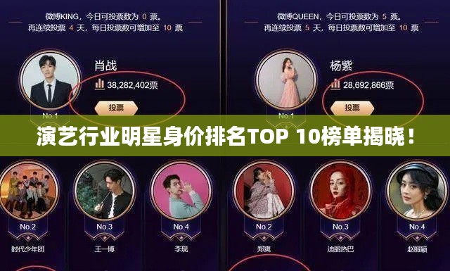 演藝行業(yè)明星身價排名TOP 10榜單揭曉！